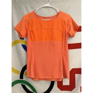 Lululemon Run Fast Track Short Sleeve Shirt Womens 6 Orange